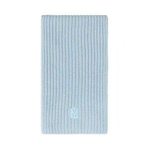 MACKAGE Scarf Blue Rectangle Knit Merino Wool NELL AIR Cozy Soft Logo 90X12 $175